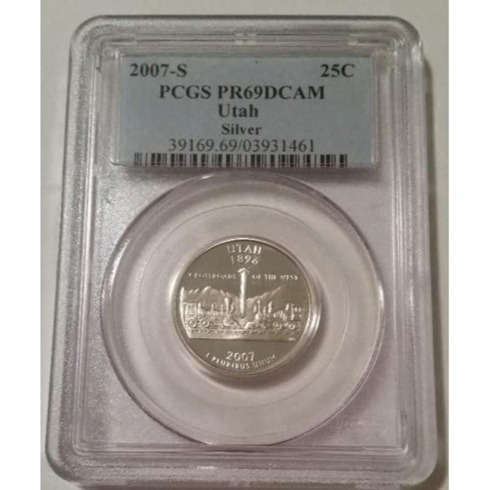 2007 S Silver Utah State Quarter Proof PR69 DCAM PCGS Blue Label